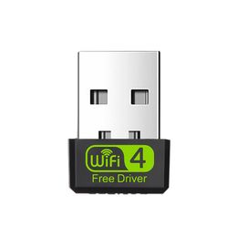 Mini WiFi Adapter USB 2.0 Draadloze netwerkkaart 150 Mbps 802.11 NGB Gratis stuurprogramma 2,4 GHz WiFi -ontvanger voor pc -laptop