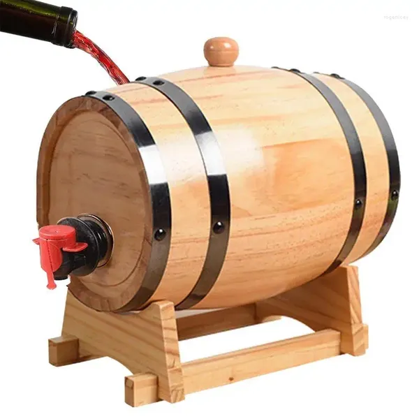 Mini barril de vino, contenedor de almacenamiento de cerveza roja de madera en miniatura de roble con dispensador de grifo para cócteles añejos