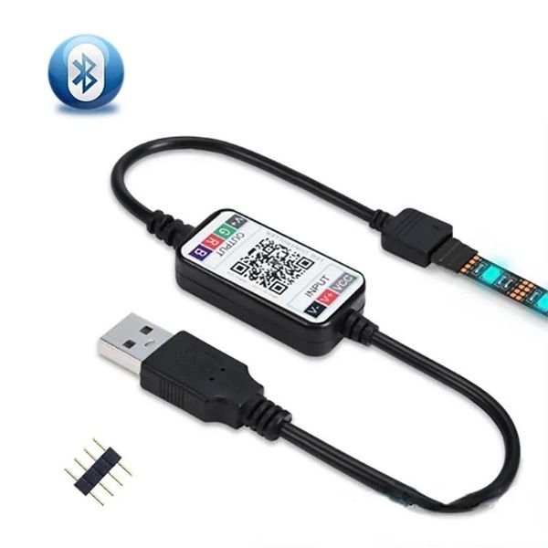 Mini control inalámbrico de 5-24V Control de teléfono inteligente RGB Controlador de luz LED Cable USB Bluetooth 4.0 Controlador LED para hoteles Barras