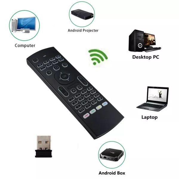 2.4G télécommande sans fil Fly Air Mouse pour Android TV Box rétro-éclairage MX3 clavier avec IR apprentissage Qwerty