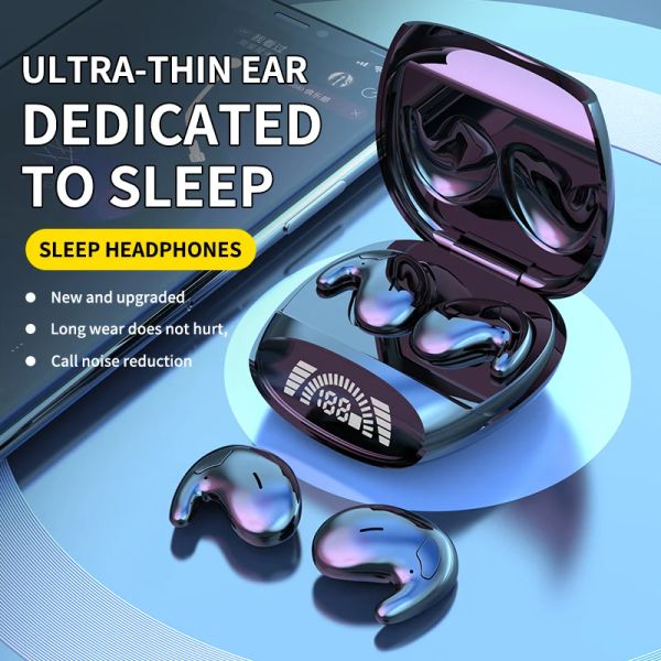 MINI WIRESS EARBUD Écouteur de sommeil Intelligent Amélioration du bruit Affichage LED Bluetooth 5.2 Écouteur intra-auriculaire imperméable pour iPhone Android HiFi Eleved