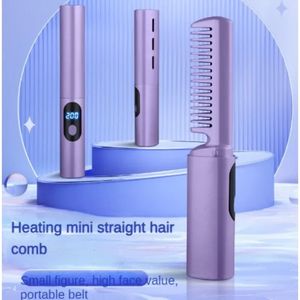 Mini peigne à lisser sans fil, peigne à cheveux rechargeable par USB, outils de coiffure, brosses à cheveux sans fil pour femmes 240306