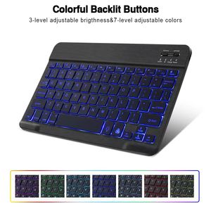 Mini teclado inalámbrico, teclado Bluetooth, teclados retroiluminados Led recargables para tableta y teléfono, tamaño de 10 pulgadas