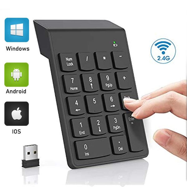 Mini clavier numérique sans fil 2.4GHz pavé numérique 18 touches pavé numérique pavé numérique pour comptable ordinateur portable tablettes