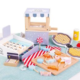 Mini cuisine en bois jouets de cuisine ensembles semblant jouer maison en bois Simulation jouet grille-pain Machine à café mélangeur alimentaire 240112
