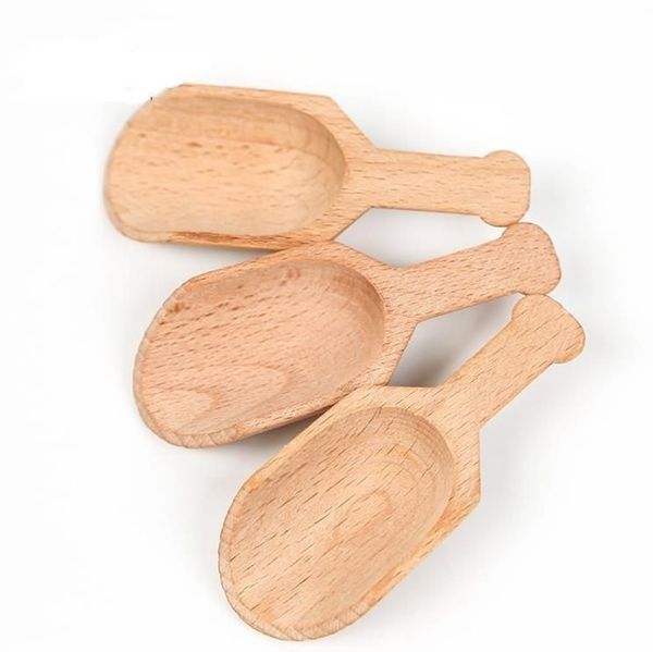 Mini cuillère en bois cuillère à café petite pelle à sel cuillère à sel de bain cuillères à lait en poudre cuillères à condiments en bois café thé cuillère à sucre en gros