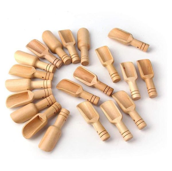 Mini cuchara de madera Cucharadita Pequeña pala de sal Cuchara de sal de baño Leche en polvo Cucharas Cucharas de condimentos de madera Café Té Cucharas de azúcar SN6291