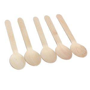 Mini Houten Lepels voor Ijs Cake Sweets Dessert Wedding Parties Banquetten Disposable Wood Lepel Crafting Cululy Renics