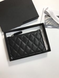 Mini porte-cartes à fermeture éclair, portefeuille ultra-fin, étui de luxe pour cartes de visite, emballage original, mini portefeuille en cuir, sac à main à la mode