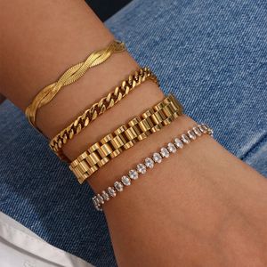 Meniamlist Men Bracelet Gold Jewelry Street Style en acier inoxydable 316L Bracelets de chaîne cubaine à 18 km pour femmes 240417