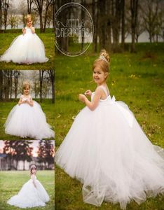 Novia en miniatura Vestidos de niña de flores blancas con tren desmontable Vestido de novia para niñas pequeñas Vestidos de fiesta Vestidos de fiesta para niña Dres7919352