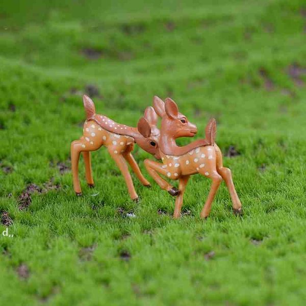 Amante de los ciervos en miniatura, muñeco cervatillo de dibujos animados, terrario con musgo, artesanía creativa, microadornos para paisajismo, accesorios de escritorio DIY RRE12127