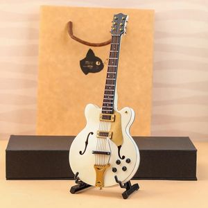 Réplique de guitare électrique Miniature avec boîte et support, modèle d'instrument de musique, ornement, cadeau de noël, décoration de la maison, 240124