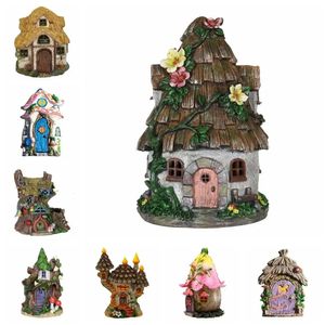 Miniature Fairy elf Door Figurines beelden voor buitentuinkunst sculptuur houten ornamenten accessoires 240424