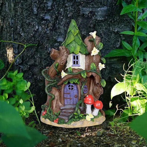 Miniature Fairy Elf Porte en bois Dollhouse Garden Craft Accessoires Doll House DIY PEINTURE VINTAGE DÉCOR DÉCORD CADEAU 240424