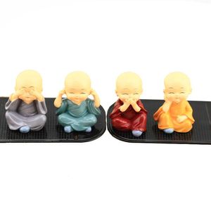 Miniatuur Beeldjes Hars Chinese Little Monnik Craft 4 Kleuren Mini Tuin Accessoires Auto Woondecoratie Anime Figurine Toy