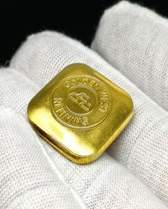 Miniatuur Gold Nugget Fish Tank Landschap Geschenkdecoratie Niet Rusty Spindle Coin Western Gold Bar7230256