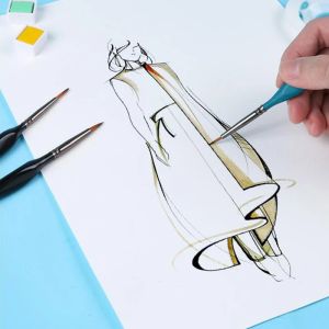 Miniatuurschilborstels Detail Fine Tip Paintborstels ingesteld voor w/ ergonomische handgreep voor lijntekeningkunstenaar Kinderen volwassenen 6 QXNF