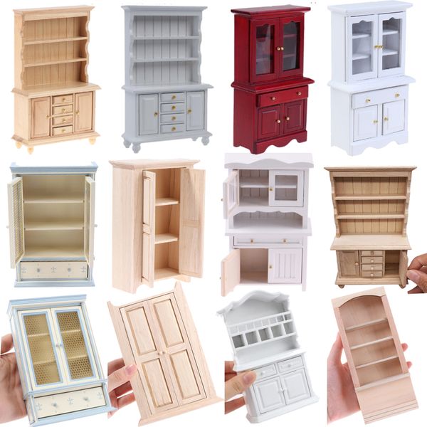 Armario clásico chino de madera en miniatura, Mini armario, muebles de dormitorio, juegos de hogar para casa de muñecas a escala 1 12 220725
