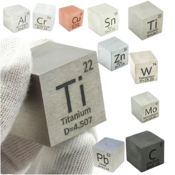 Miniatures 1 '' Table périodique de densité de cube métallique cubique 25,4 mm Titane carbone zinc bismuth molybden étain iron chrome tungstène
