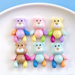 Miniatures 100pcs kawaii animaux dessin animé ours à plat cabochons résine pour le scrapbooking artisanat bacs à cheveux bowns accessoires