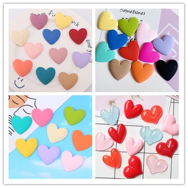 Miniatures 100 pièces Kawaii Flatback résine coeur Cabochon bricolage gâteau à la main cheveux arc décoration couvre-chef accessoires