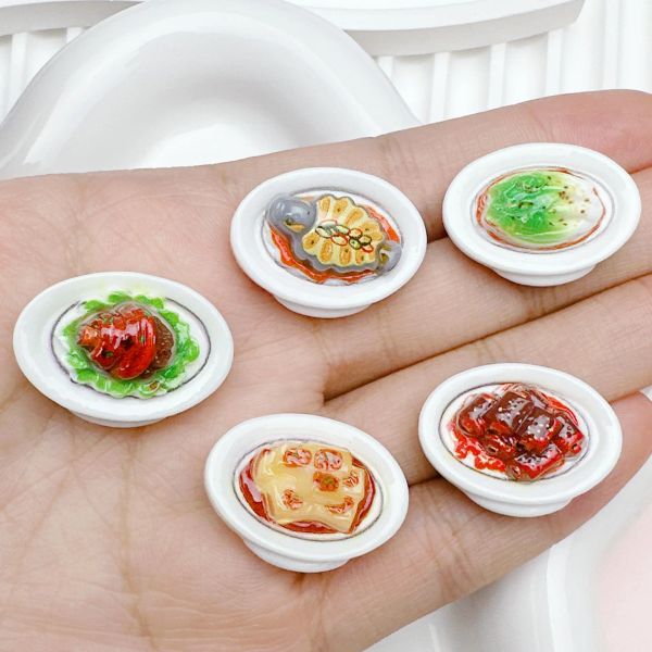 Miniatures 100 pièces nouvelle résine Simulation plats alimentaires gastronomique album à faire soi-même décoration charme artisanat accessoires pour maison de poupée