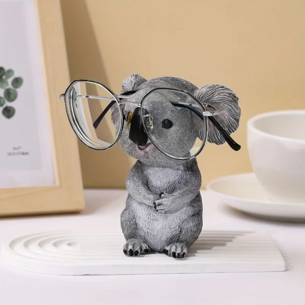 Miniaturas, 1 unidad, simulación Kawaii, adorno de Koala australiano, soporte para gafas, arte artesanal para decoración del hogar y la Oficina, exhibición navideña de mesa