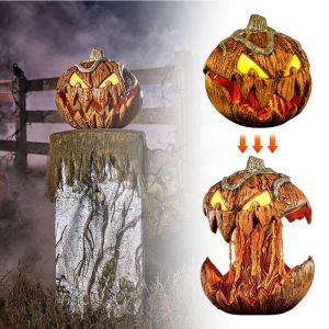 Miniaturen 2023 Nieuw voor Spirit Halloween Gourdo Animatronic, Halloween Rise and Fall maakt een angstaanjagend geluid Pompoenkop Halloween Decor