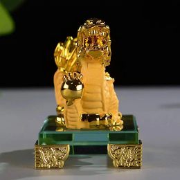 Miniatures 2024 Nouvel An Zodiac Dragon Ornement Gold Resin Chinois Zodiac Dragon Statue Chinese Style Lucky Dragon Ornement pour le Nouvel An
