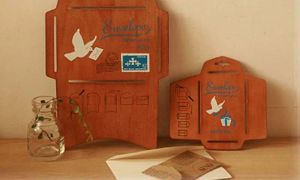 Miniatures 2pcs Modèle d'enveloppe en bois Enveloppe de bricolage en bois antique Ensemble de bricolage en bois créatif enveloppe de pochoir