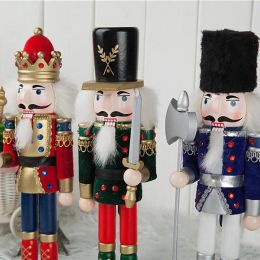 Miniatures 30cm Décoration de Noël Grand Noisette en bois Doll Soldier Soldier Table Top Top Tops Gift Figures Figures