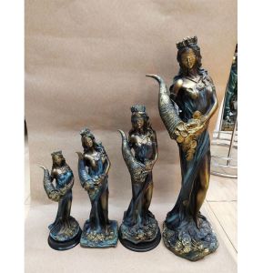 Miniaturas Estatua de Fortuna con los ojos vendados de 35 cm, diosa romana griega antigua de la fortuna, escultura de la suerte azul vintage, decoraciones de la suerte para el hogar