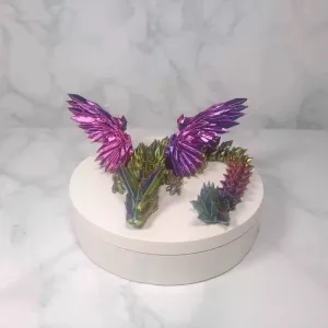 Miniatures Figurines de dragon imprimées en 3D Pierre précieuse Dragon mobile multi-articulé avec ailes Jouets Ornement décoratif de table Cadeaux d'anniversaire