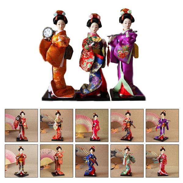 Miniaturas 44styles adornos geisha japoneses decoraciones asiáticas muñecas miniaturas geisha figura regalos para adornos de escritorio