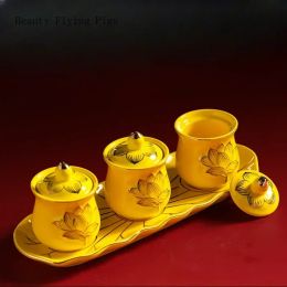 Miniatures 4 pièces/lot tasse d'eau en céramique créative chinoise pour bouddha utilisation: tasse d'eau Lotus Bodhisattva domestique devant Bouddha Feng Shui