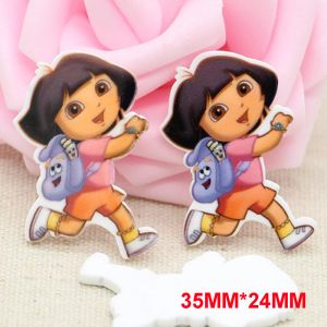 Miniaturen 50 stks/partij 38 MM x 24 MM Nieuwe Cartoon Karakter Hars Plakstenen Voor Haar Boog Kleine Dora Planar Hars voor DIY Telefoon Decoratie DF216