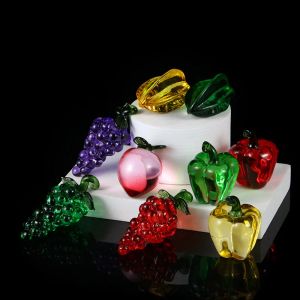 Produits miniatures en cristal artificiel, artisanat en cristal, décorations de bureau, raisin, carambole, décorations en cristal, cadeau de fruits, accessoires de bureau
