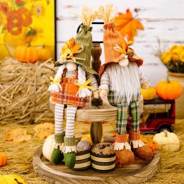 Miniatures Autumn Dwarf Thanksgiving Decorations Magic Hat Standing Elf Doll Holiday Doll Gifts For Children Home Living Room Decoratie