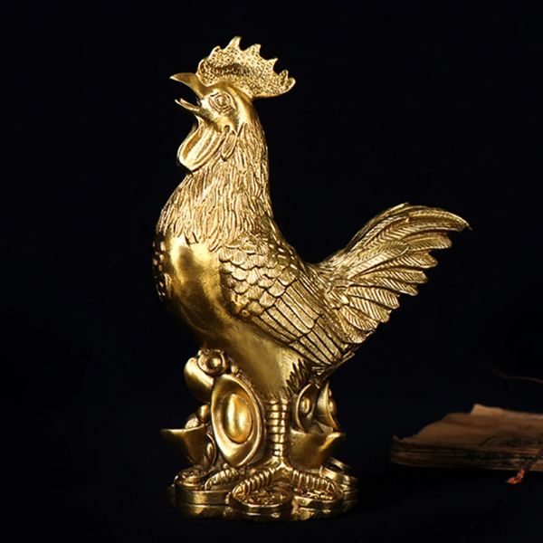 Statue de coq en laiton miniature, ornement Fengshui porte-bonheur chinois pour la maison, le bureau, le magasin, décoration de bureau, artisanat fait à la main