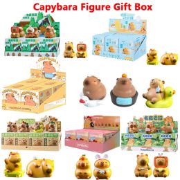 Miniatures Capybara Figure Boîte mignon Kawaii Anime Animaux Figures Doll Cartoon Capybara Action Figures Doll Children Birthday Gift Decor