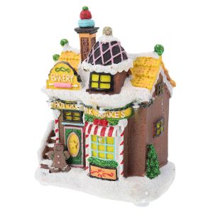 Miniatures lumière LED de noël, maison de neige en résine, maison de Village lumineuse, scène de paysage, décoration de bureau de noël et du nouvel an