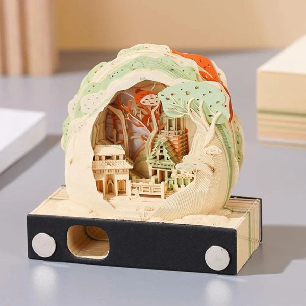 Miniatures Creative 3D 2024 Calendrier Bloc-notes Bureau Bloc-notes Cadeau d'anniversaire Cadeau de Noël Décoration de bureau Note Papier Papeterie Accessoire