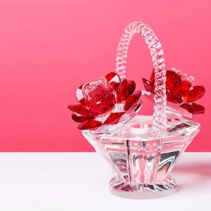 Miniatures cristal fleur panier décoration salon armoire à vin mariage petit cadeau enseignant fête des mères cadeau commode voiture décoration