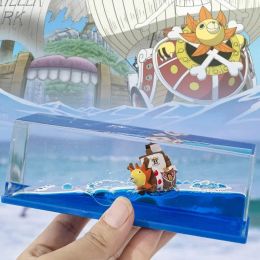 Miniaturen Going Merry Drijvend schip in vloeistof-vloeistofdriftfles Barcos One Piece Thousand Sunny Ship Drijvende boot Desktopdecoraties
