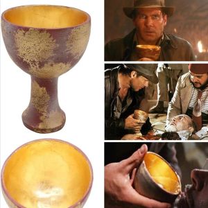 Miniatures Indiana Jones Holy Graal Cup Props Réplique Indiana Jones Vintage Trophée Résine Artisanat Décorations Halloween Accessoires de jeu de rôle