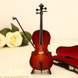 Miniatures Minion de violoncelle miniature avec stand et cas mini-violoncelle réplique décoration de maison artisanat mini ornements d'instruments de musique
