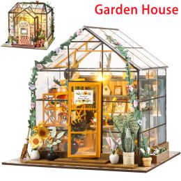 Miniatures Minatuture Doll House DIY Garden House Kit Faire une pièce Modèle Modèle Bâtiment décoration Home avec meubles Craft Craft Houses Cadeau