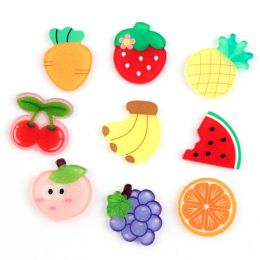 Miniaturen Miniatuur Vers Fruit Hars Cabochon, 9 Stijlen Mix, 22mm, Perzik, Druif, Flatback Planar, DIY Ambachten Versieringen, 9 Stijlen