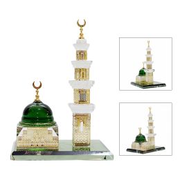 Miniatures Mosquée Musulmane Statue Décor Cristal Doré Architecture Miniature Modèle Islamique Maison Table Décor Architecture Islamique Souvenir